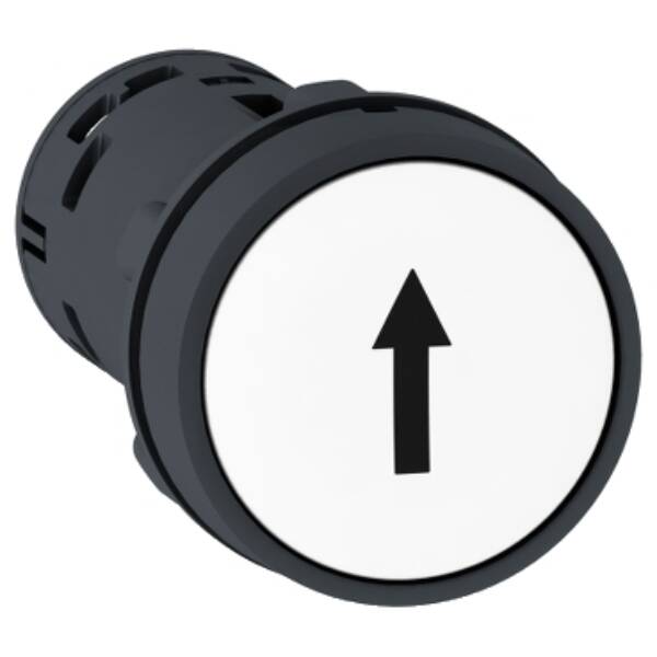 Push button, Harmony XB7, PB, Spring Rtn, white, NO+NC, BLACK UP ARROW - Schneider Electric - XB7NA15341