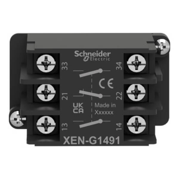 Harmony XAC, Single contact block, spring return, single speed, spring return, front mounting, 2 NO + 1 NC - Schneider Electric - XENG1491