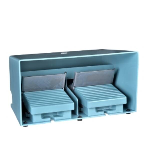 double foot switch - IP66 - with cover - metallic - blue - 2 NC + 2 NO - Schneider Electric - XPEM5100D