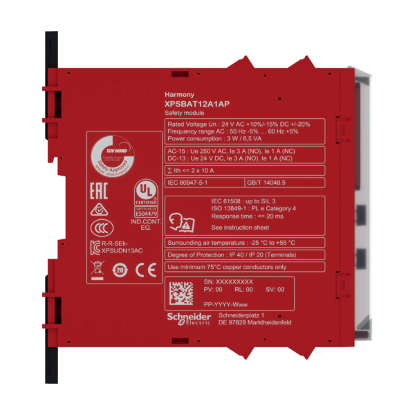 Time delayed output, Harmony XPS, for Estop, guard, OSSD, 24 V AC/DC, screw - Schneider Electric - XPSBAT12A1AP