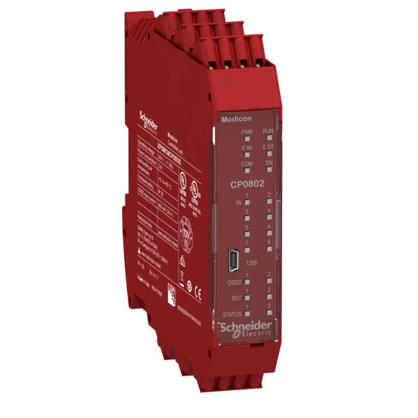 Controller with 8 inputs 2 outputs monitors expansion modules with spring term - Schneider Electric - XPSMCMCP0802G