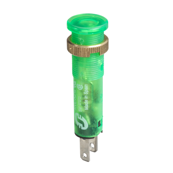 pilot light Ø8 - IP40/IP65 - green - covered LED included - 24V - faston - Schneider Electric - XVLA233