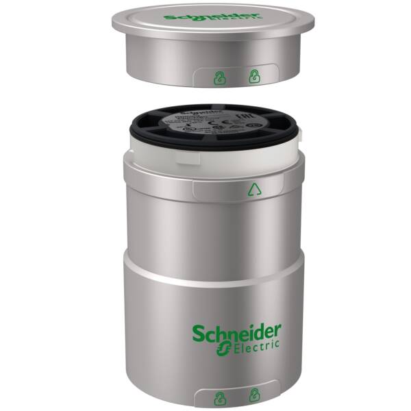 Base unit with top cover for modular tower lights, silver, Ø60, 24 V AC/DC - Schneider Electric - XVUC21BQ