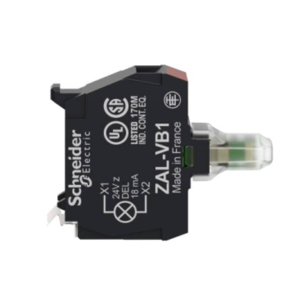 green light block for head Ø22 integral LED 24 V - screw clamp terminals - Schneider Electric - ZALVB3