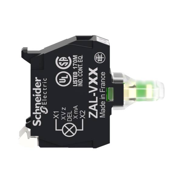 Light block for head 22mm, Harmony XAL, universal LED, mounting in back of enclosure, screw clamp terminal, 48…120V AC DC - Schneider Electric - ZALVG1