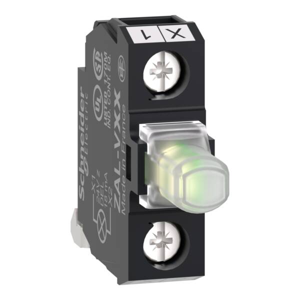 Light block, Harmony XALD, XALK, for head 22mm, universal LED, mounting in back of enclosure, 240V AC DC - Schneider Electric - ZALVM1