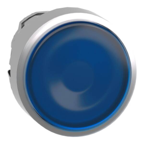 Head for illuminated push button, Harmony XB4, metal, blue flush, 22mm, universal LED, for insertion legend - Schneider Electric - ZB4BA68