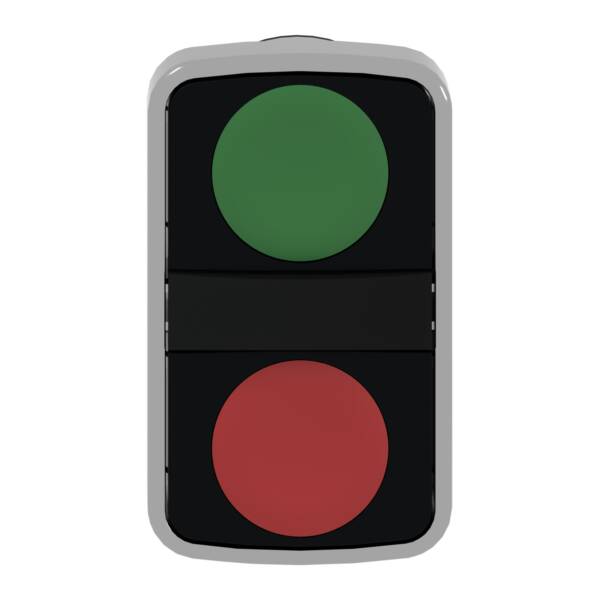 green flush/red flush double-headed pushbutton Ø22 with marking - Schneider Electric - ZB4BA7341