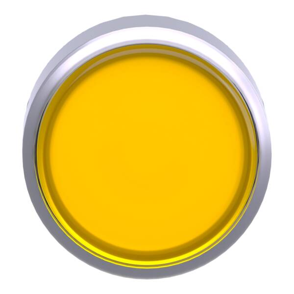 Head for illuminated push button, Harmony XB4, metal, yellow flush, 22mm, universal LED, for insertion legend - Schneider Electric - ZB4BA88