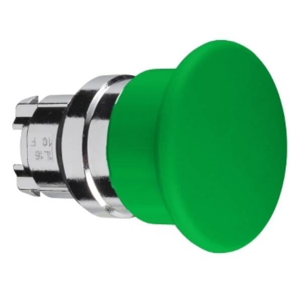 Mushroom push button head Ø40, metal, green, Ø22, spring return - Schneider Electric - ZB4BC3