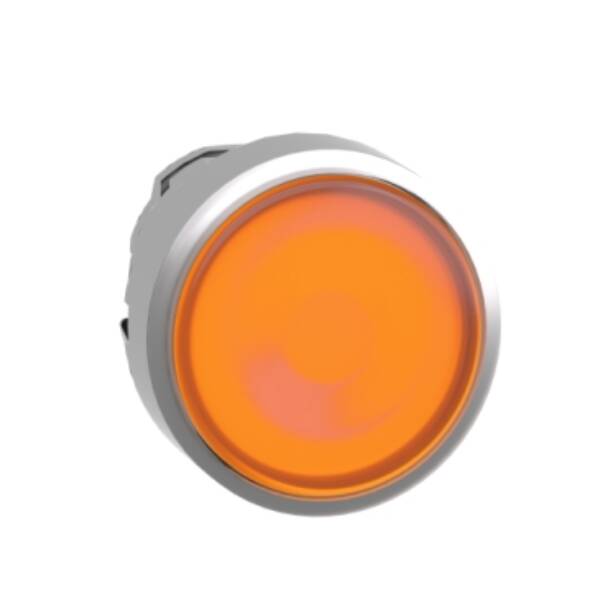 Head for illuminated push button, Harmony XB4, metal, orange flush, 22mm, universal LED, push-push, unmarked - Schneider Electric - ZB4BH053