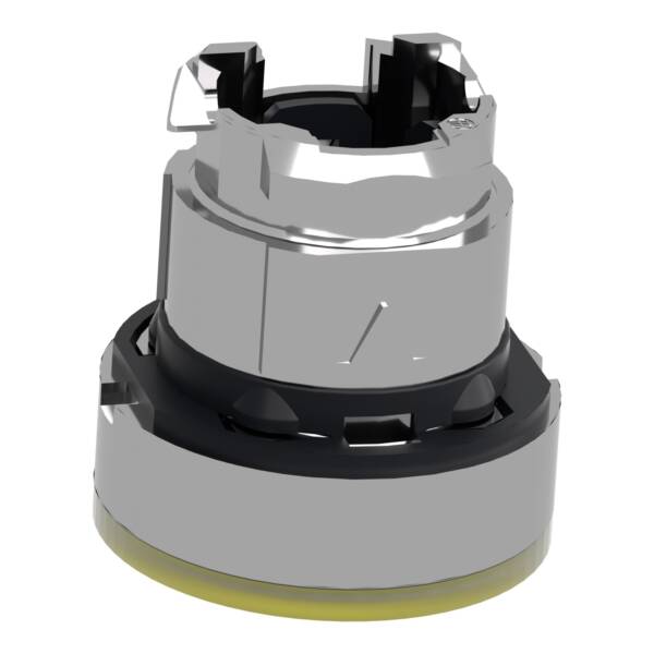 Head for illuminated push button, Harmony XB4, metal, yellow flush, 22mm, universal LED, push-push, unmarked - Schneider Electric - ZB4BH083