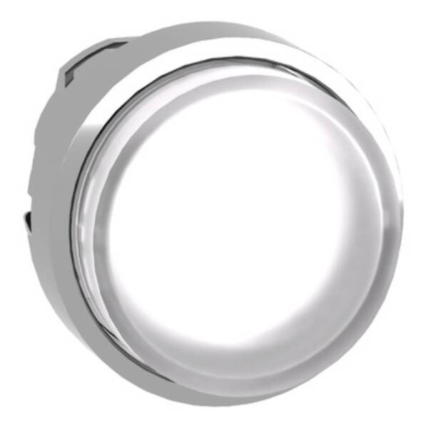 Head for illuminated push button, Harmony XB4, metal, white projecting, 22mm, push-push, universal LED, unmarked - Schneider Electric - ZB4BH13