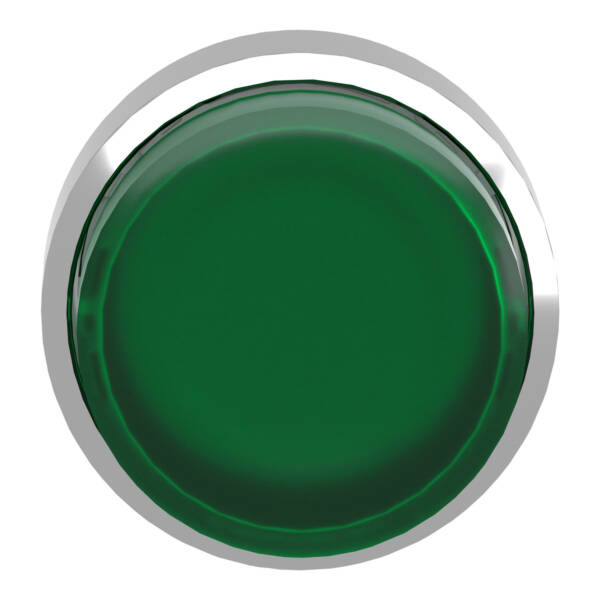 Head for illuminated push button, Harmony XB4, metal, green projecting, 22mm, push-push, universal LED, unmarked - Schneider Electric - ZB4BH33