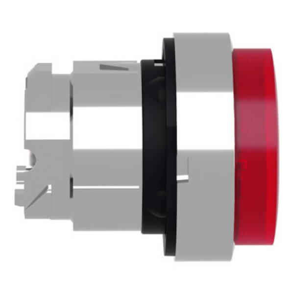 Head for illuminated push button, Harmony XB4, metal, red projecting, 22mm, push-push, universal LED, unmarked - Schneider Electric - ZB4BH43