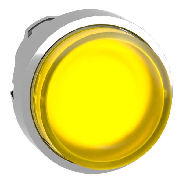 Head for illuminated push button, Harmony XB4, metal, yellow projecting, 22mm, universal LED, push-push, unmarked - Schneider Electric - ZB4BH83