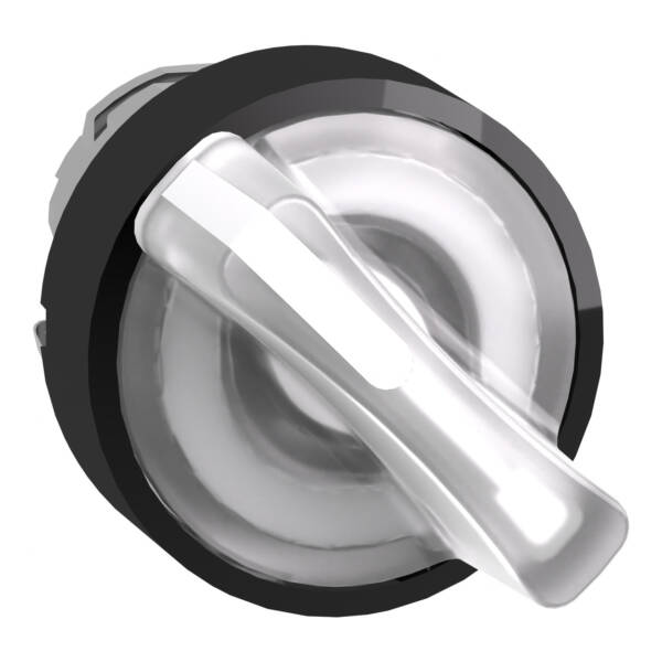 Head for illuminated selector switch, Harmony XB4, universal LED,  black metal, white handle, 22mm, 2 positions, stay put - Schneider Electric - ZB4BK12137
