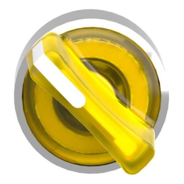 Head for illuminated selector switch, Harmony XB4, metal, yellow handle, 22mm, universal LED, 2 positions, stay put - Schneider Electric - ZB4BK1283