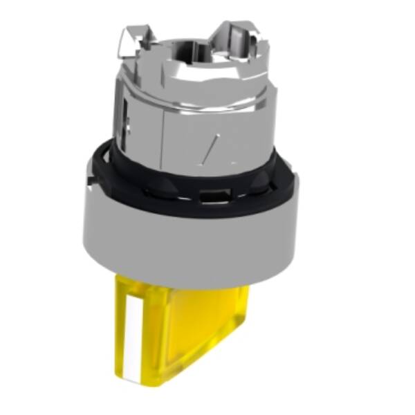 Head for illuminated selector switch, Harmony XB4, metal, yellow handle, 22mm, universal LED, 2 positions, stay put - Schneider Electric - ZB4BK1283