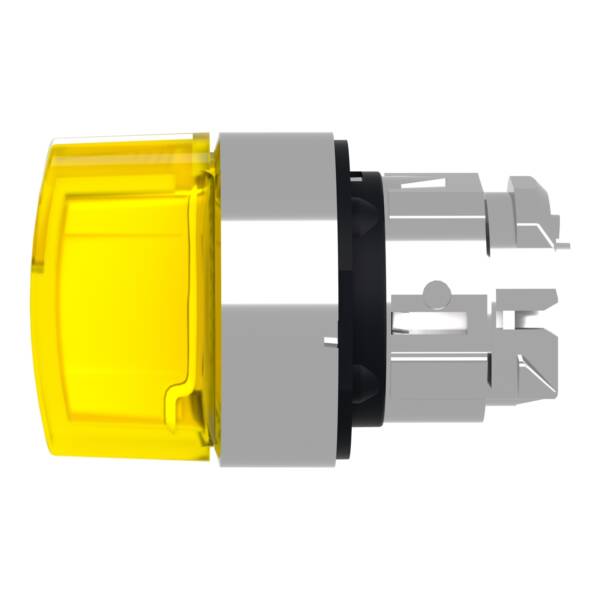 Head for illuminated selector switch, Harmony XB4, metal, yellow handle, 22mm, universal LED, 3 positions, stay put - Schneider Electric - ZB4BK1383