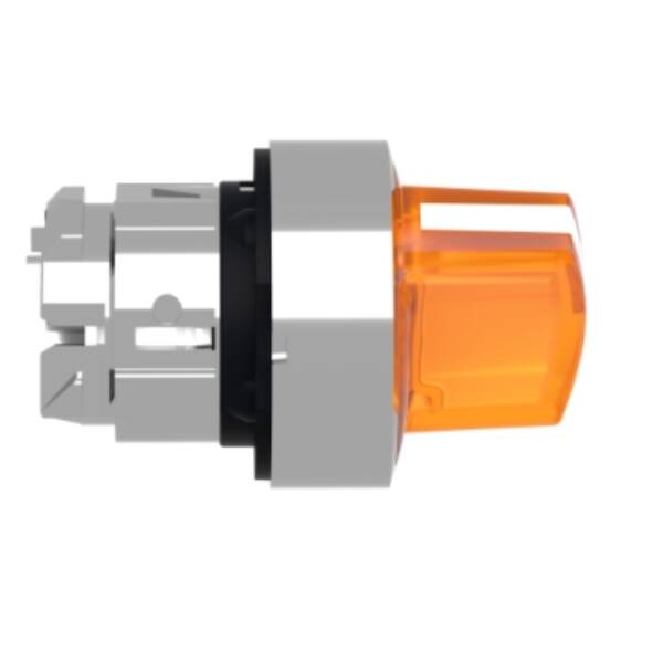 Head for illuminated selector switch, Harmony XB4, chromium metal, orange handle, 22mm, universal LED, 2 positions, - Schneider Electric - ZB4BK1453