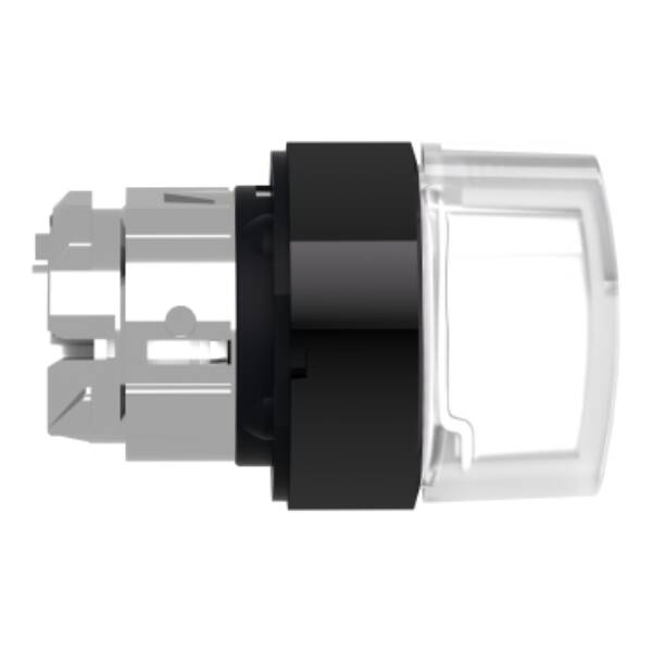 Head for illuminated selector switch, Harmony XB4, black metal, white handle, 22mm, universal LED, 3 positions, to center - Schneider Electric - ZB4BK15137