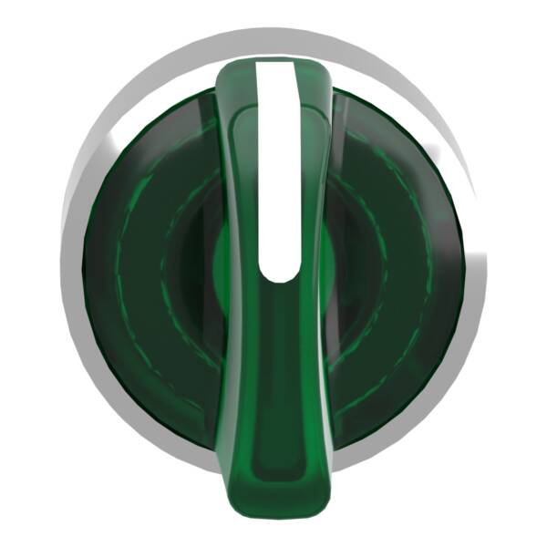 Head for illuminated selector switch, Harmony XB4, chromium metal, green handle, 22mm, universal LED, 3 positions, to center - Schneider Electric - ZB4BK1733