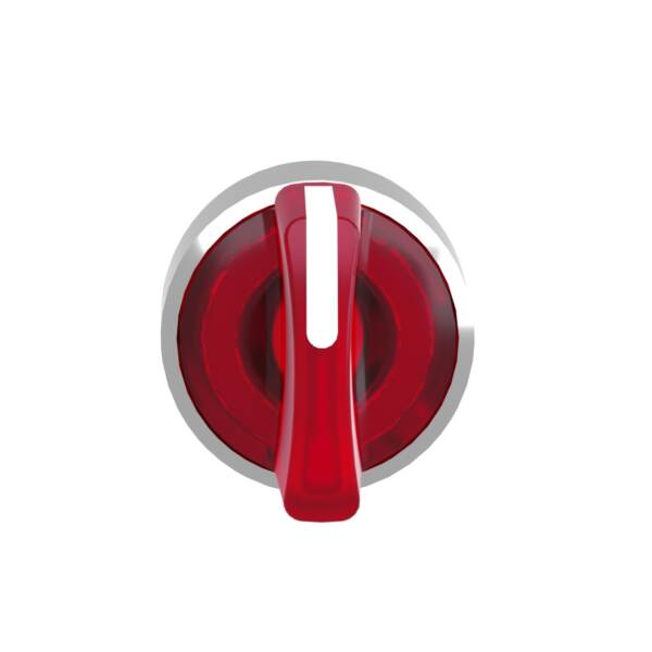 Head for illuminated selector switch, Harmony XB4, metal, red handle, 22mm, universal LED, 3 positions, right to center - Schneider Electric - ZB4BK1843