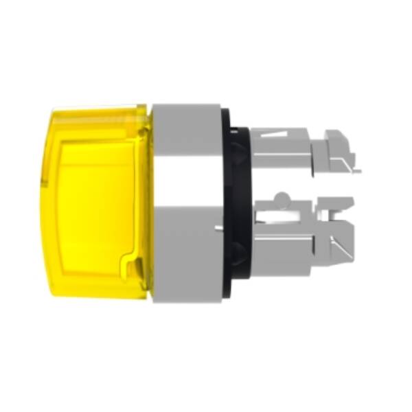 Head for illuminated selector switch, Harmony XB4, metal, yellow handle, 22mm, universal LED, 3 positions, right to center - Schneider Electric - ZB4BK1883