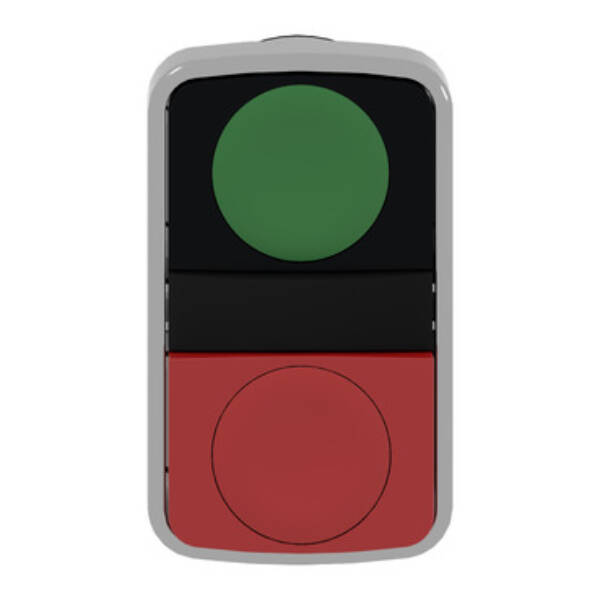 green flush/red projecting double-headed pushbutton Ø22 unmarked - Schneider Electric - ZB4BL7340