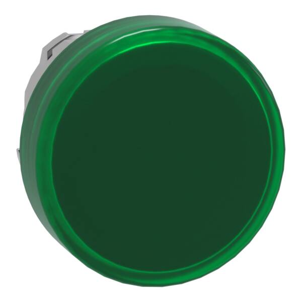 Head for pilot light, Harmony XB4, metal, green, 22mm, universal LED, plain lens - Schneider Electric - ZB4BV033