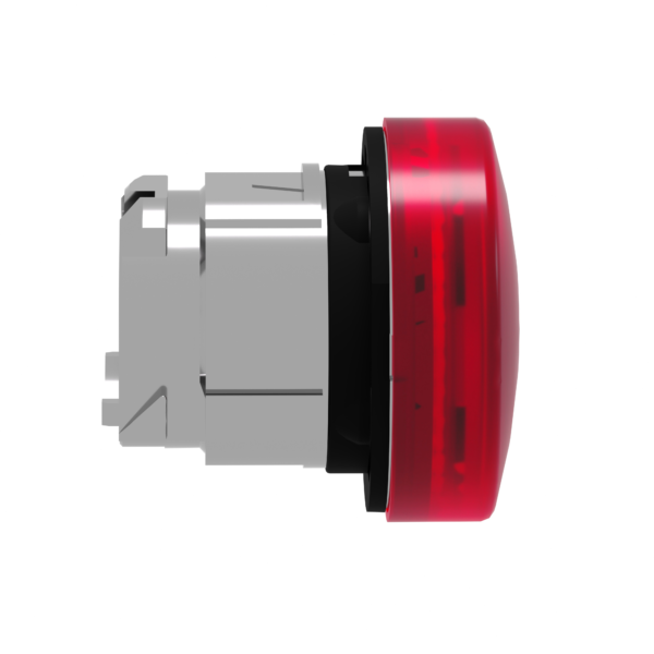 Head for pilot light, Harmony XB4, metal, red, 22mm, universal LED, grooved lens - Schneider Electric - ZB4BV043S