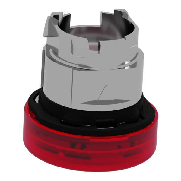 Head for pilot light, Harmony XB4, metal, red, 22mm, universal LED, grooved lens - Schneider Electric - ZB4BV043S