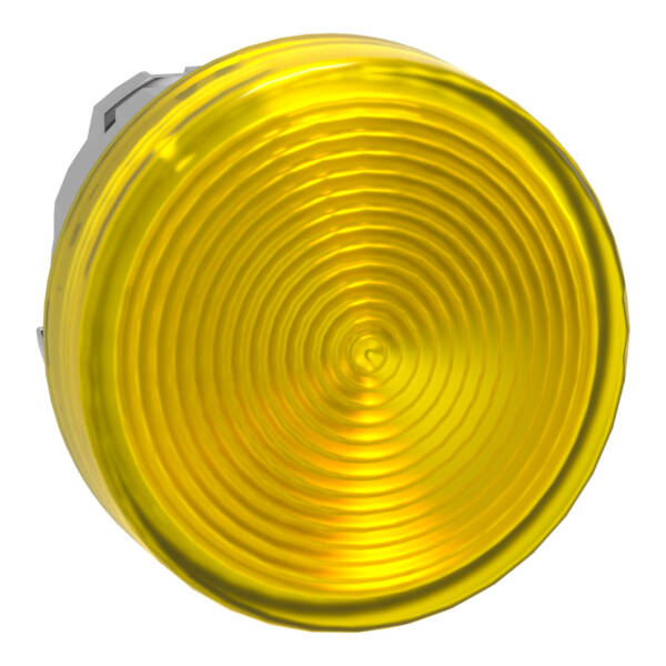 Head for pilot light, Harmony XB4, metal, yellow, 22mm, universal LED, grooved lens - Schneider Electric - ZB4BV083S