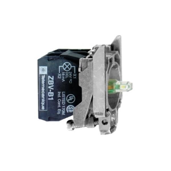 green light block with body/fixing collar with integral LED 110...120V 2NO - Schneider Electric - ZB4BW0G33