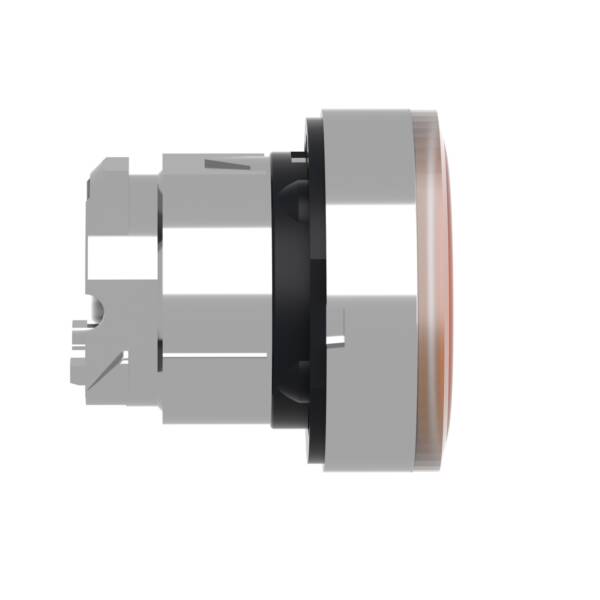 Head for illuminated push button, Harmony XB4, metal, orange flush, 22mm, universal LED, spring return, grooved lens - Schneider Electric - ZB4BW353S