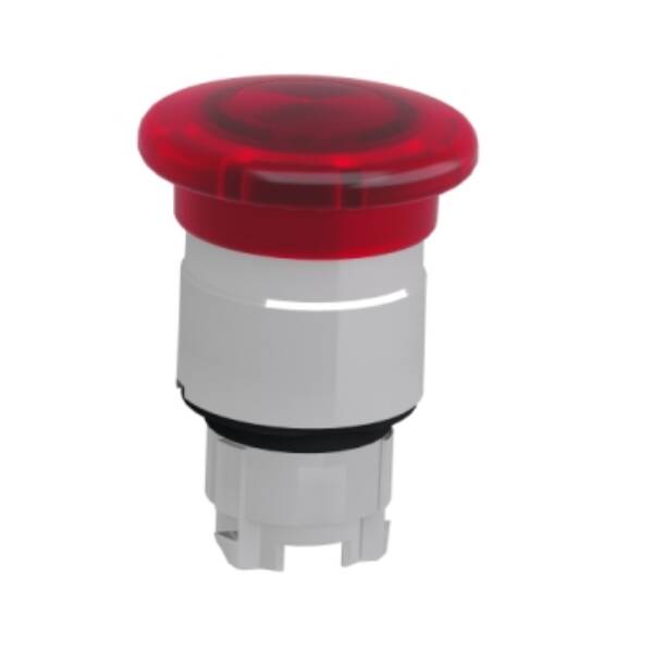 Head for illuminated push button, Harmony XB4, metal, red mushroom 40mm, 22mm, universal LED, spring return - Schneider Electric - ZB4BW443