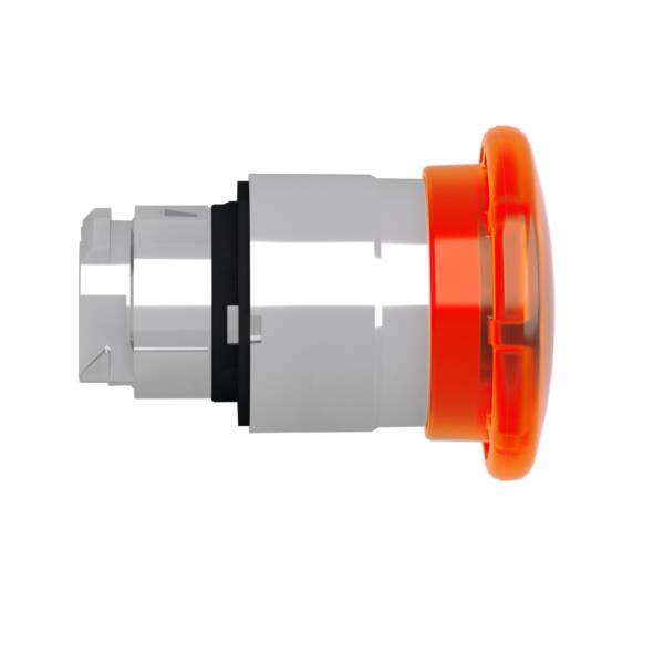 Head for illuminated push button, Harmony XB4, metal, orange mushroom 40mm, 22mm, universal LED, spring return, unmarked - Schneider Electric - ZB4BW453