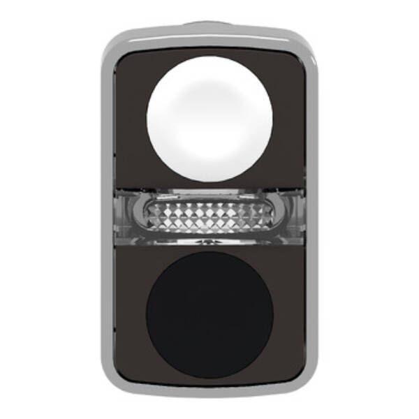 white flush/black flush illuminated double-headed pushbutton Ø22 unmarked - Schneider Electric - ZB4BW7A1720