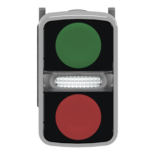 green flush/red flush illuminated double-headed pushbutton Ø22 unmarked - Schneider Electric - ZB4BW7A3740