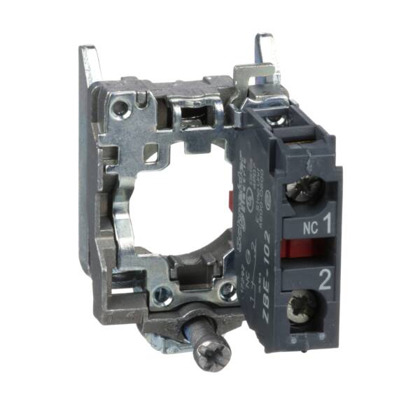 Single contact block with body/fixing collar, metal, screw clamp terminal, 1 NC - Schneider Electric - ZB4BZ102