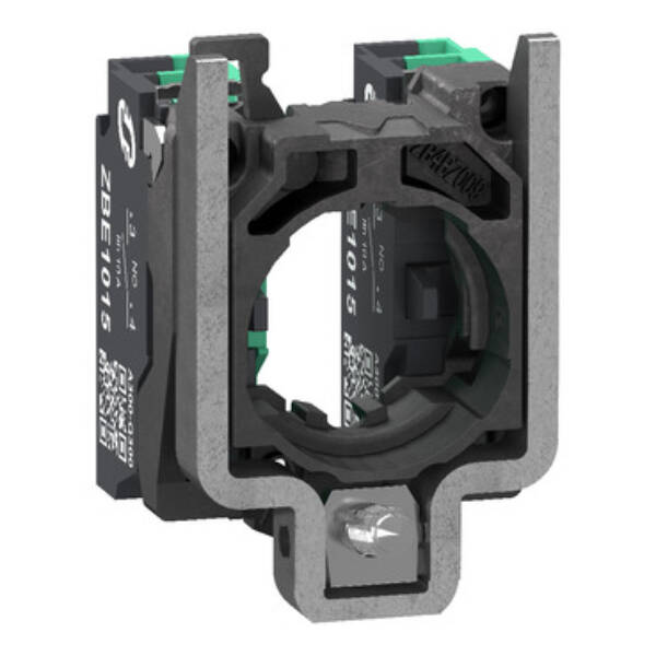 Complete body contact assembly, Harmony XB4, single contact, with fixing collar, metal, 2 NO, compact push in terminals - Schneider Electric - ZB4BZ1035