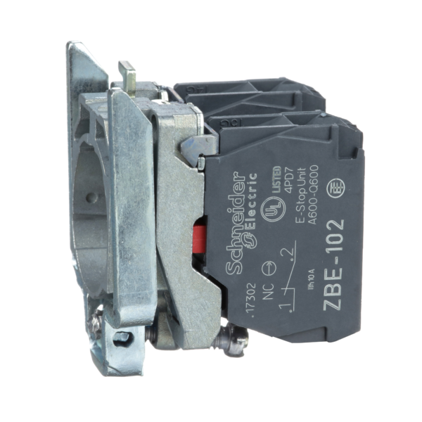 Single contact block with body/fixing collar, metal, screw clamp terminal, 2 NC - Schneider Electric - ZB4BZ104