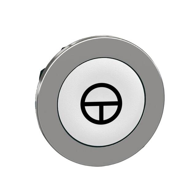 Head for non illuminated push button, Harmony XB4, flush mounted white flush caps pushbutton black marked "T" - Schneider Electric - ZB4FA145