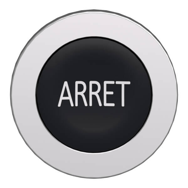 Head for non illuminated push button, Harmony XB4, flush mounted black flush caps pushbutton white marked "ARRET" - Schneider Electric - ZB4FA233