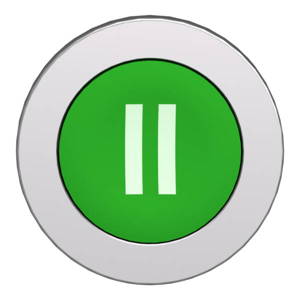 Head for non illuminated push button, Harmony XB4, flush mounted green flush caps pushbutton white marked "II" - Schneider Electric - ZB4FA336
