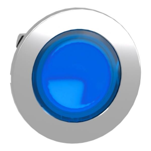 Head for illuminated push button, Harmony XB4, metal, blue flush mounted, 30mm, universal LED, for legend of insertion - Schneider Electric - ZB4FA68