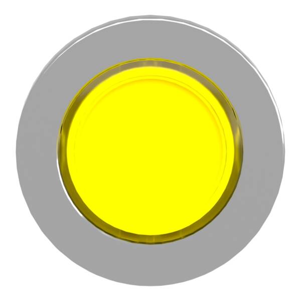 Head for illuminated push button, Harmony XB4, metal, yellow flush mounted, 30mm, universal LED, unmarked - Schneider Electric - ZB4FH083