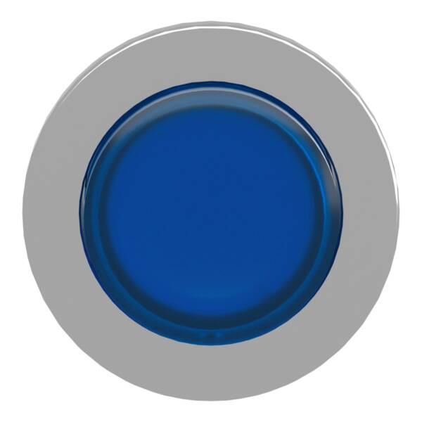 Head for illuminated push button, Harmony XB4, metal, blue projecting, 30mm, universal LED, push-push, unmarked - Schneider Electric - ZB4FH63