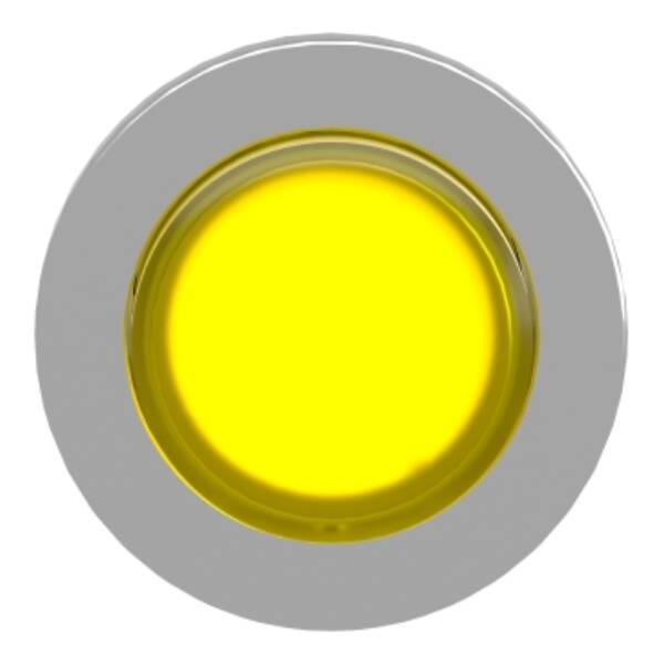 Head for illuminated push button, Harmony XB4, metal, yellow projecting, 30mm, universal LED, push-push, unmarked - Schneider Electric - ZB4FH83